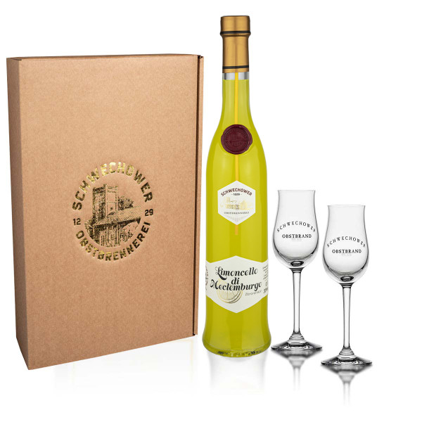 Likör Zitrone (Limoncello) 0,5l (30%Vol.) + Gläser Geschenkset