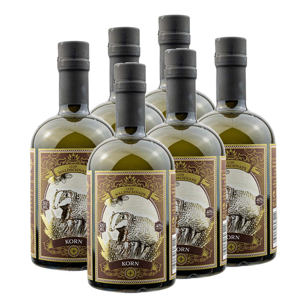 6 x KORN 0.5l (40%Vol) - Waldkorn - Kornbrand (Waldschnaps)