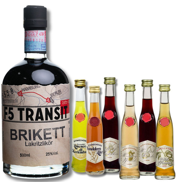 Brikett Lakritz Likör + 6 Kleine Liköre (Mix)