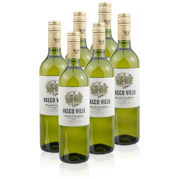 6 x Vasco Viejo White Blend 2021 0.75l (13,%Vol.) - Weißwein, Bodegas Lopez, Argentinien
