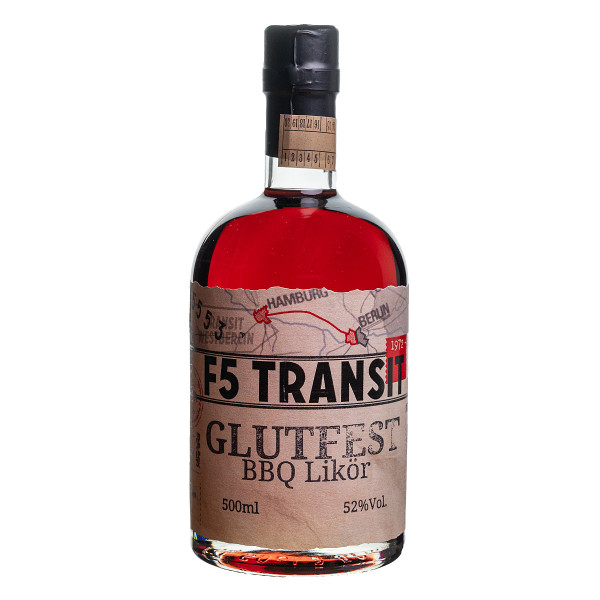 Glutfest BBQ Likör 0.5l (52%Vol) No. 5553 - Rum-Orange-Ingwer - F5 Transit (BRD-DDR)