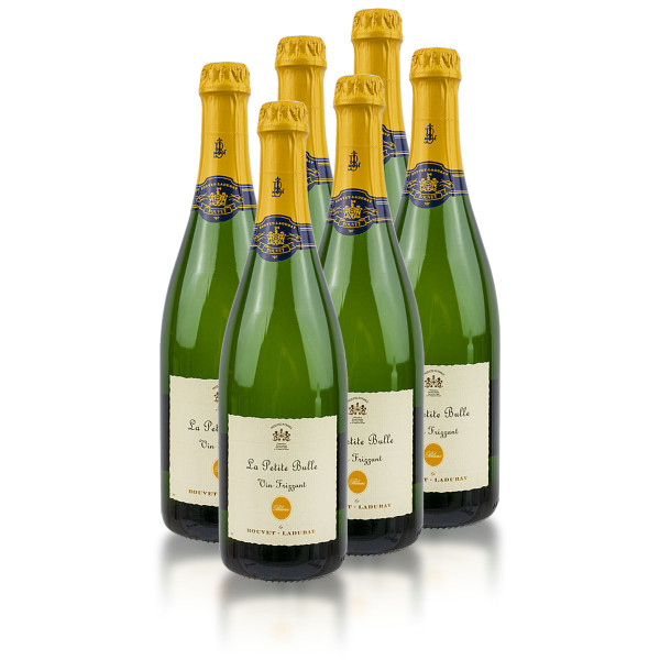 6 x La Petite Bulle Blanc  - Vin Frizzant  (12,0%VOl.) 0.75l - Perlwein, Bouvet Ladubay, Frankreich