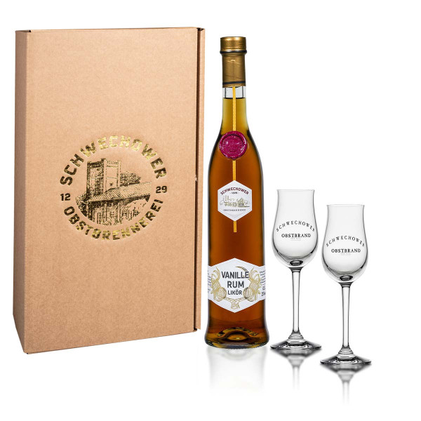 Likör Vanille-Rum 0,5l + 2 Bouquetgläser (25%Vol.) - Geschenk