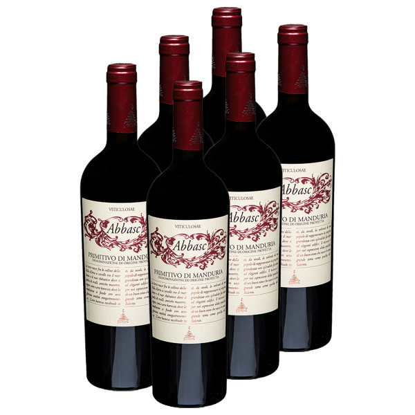 6 x Abbasc Primitivo di Manduria Barrique 0,75l (14%Vol.) 2018 - Cantine Ionis