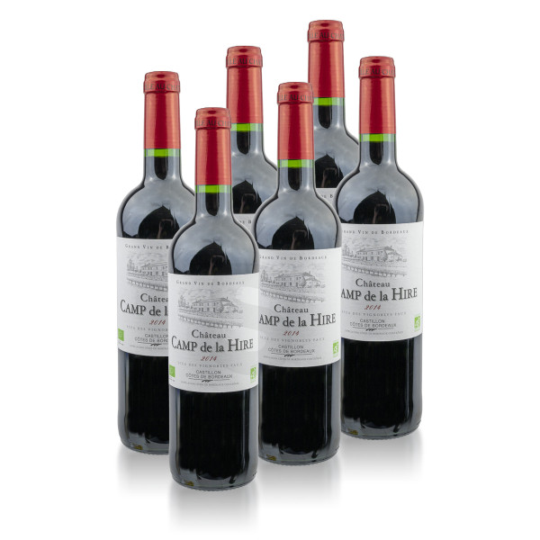 6 x Camp de la Hire Bordeaux, trocken - BIO Wein 0.75l (12,5%Vol.) Rotwein, Frankreich