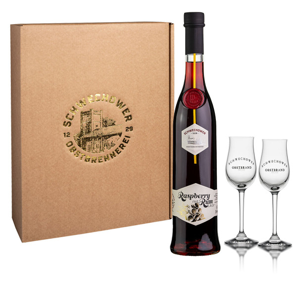 Likör Raspberry &amp; Rum 0,5l (16%Vol) + Gläser Geschenkset