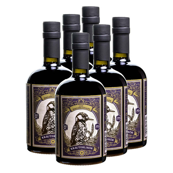 6 x KRÄUTER 38 0.5l (38%Vol) - Waldkräuter - kräftiger Kräuterlikör (Waldschnaps)