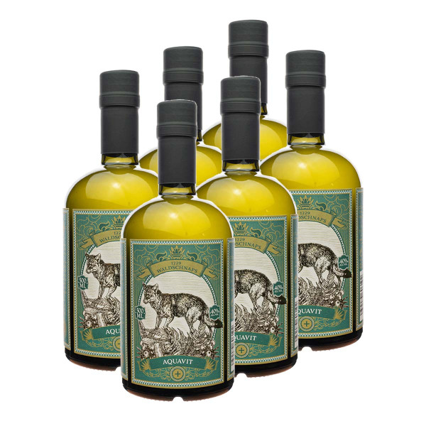 6 x AQUAVIT 0.5l (40%Vol) - Waldaquavit - Mecklenburger Aquavit (Waldschnaps)