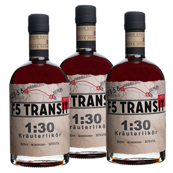 3 x 1:30 Kräuterlikör 0.5l - Sparset (30%Vol) No. 5556 - DDR Edition - F5 Transit