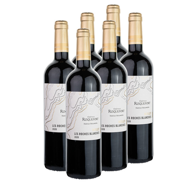 6 x Bordeaux Rouge 100 % Merlot 0.75l (13,5%Vol) Rotwein CHÂTEAU ROQUEFORT, Frankreich