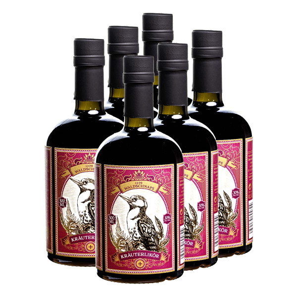 6 x KRÄUTER 30 0.5l (30%Vol) - Waldkräuter - milder Kräuterlikör (Waldschnaps)