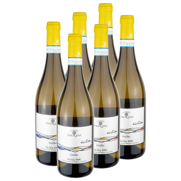 6 x Grillo 0,75l (12%Vol.) Weißwein, Cantine Paolini - Sizilien Italien