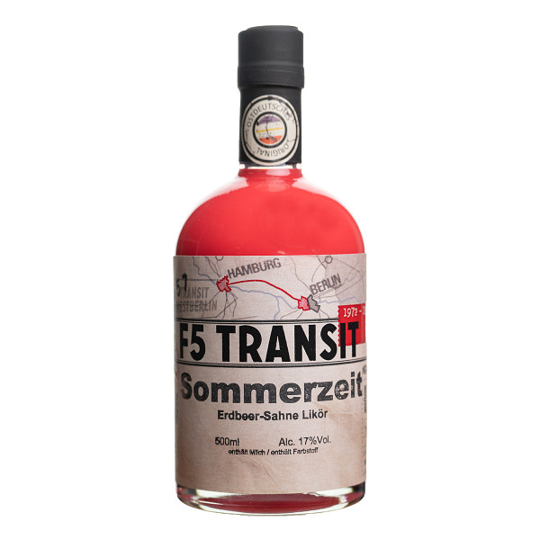 Sommerzeit Erdbeere-Sahne Likör 0.5l (17%Vol) No. 5557 - F5 Transit (BRD-DDR)