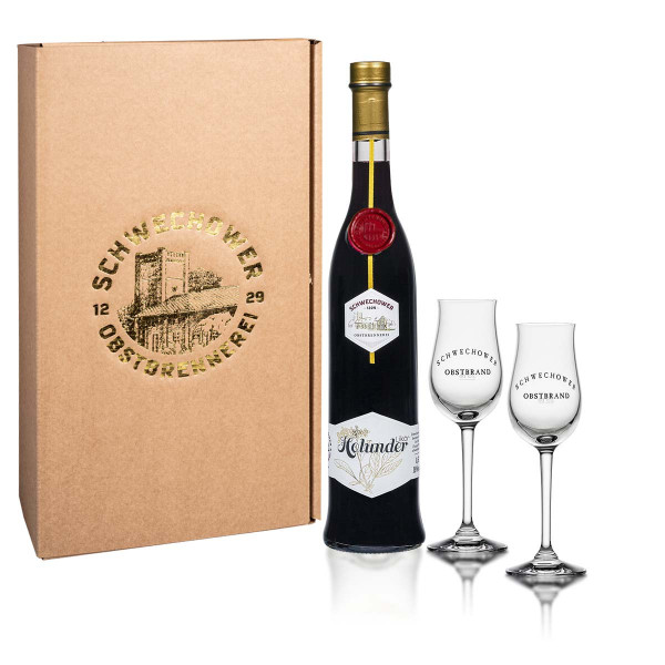 Likör Holunder 0,5l + 2 Bouquetgläser (18%Vol.) - Geschenk - Holunderlikör