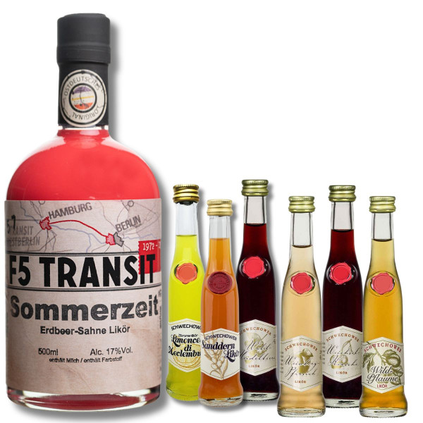 Sommerzeit Erdbeere-Sahne Likör + 6 Kleine Liköre (Mix)