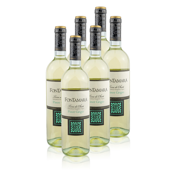 6 x Fontamara Pinot Grigio Terre di Chieti IGT 0.75l (12%Vol.) Weißwein, Cantine Spinelli - Italien