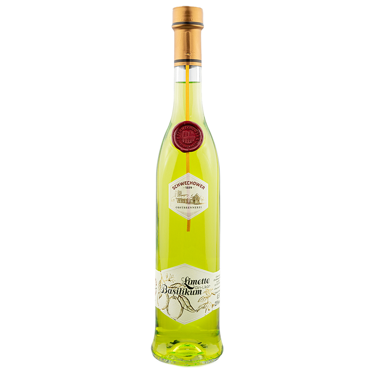 Schwechower Gin-Likör LIMETTE-BASILIKUM 0.5l (25%Vol.) | Schwechower.com